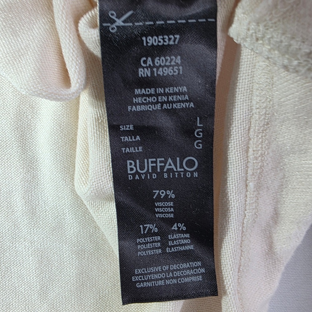Buffalo David Bitton Cream Split Neck Puff Sleeve Knit Top Large NEW - Picture 9 of 12